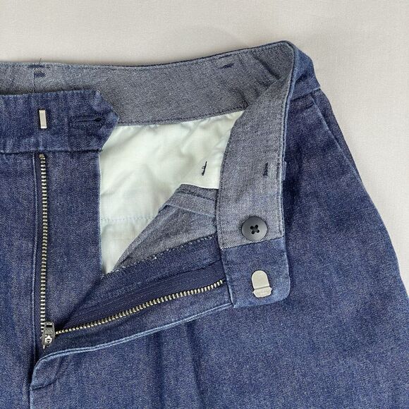 Uniqlo Denim Pleated Dress Pants Women’s Size 0 Dark Blue Cotton Trousers Casual - Picture 5 of 16